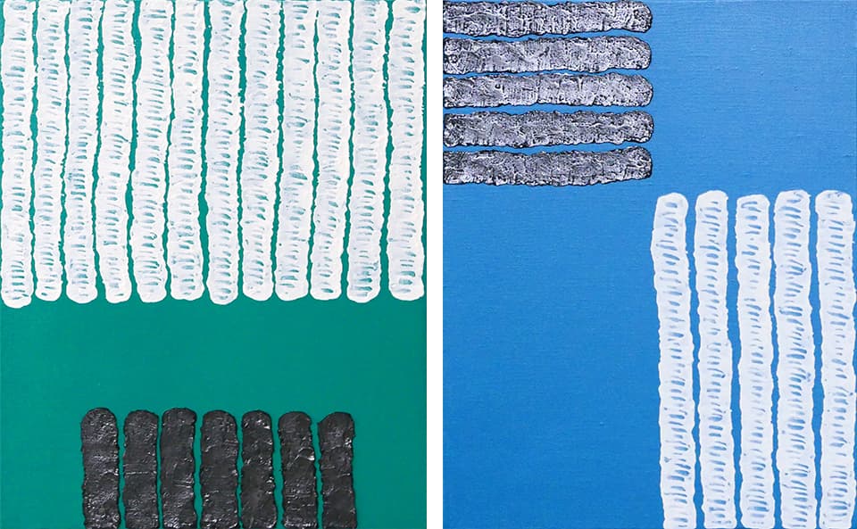 &nbsp;좌)느낌 - 선 (9-03)_40.9x31.8cm_Mixed media on canvas_2024&nbsp; 우)&nbsp;느낌 - 선 (9-05)_40.9x31.8cm_Mixed media on canvas_2024