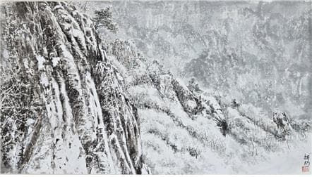 대둔산 설경,75x45cm,장지에 분채, 2024 폭설에 푹 파묻힌 대둔산자연이 만들어 내는 그 포근함 (사진=이상표)