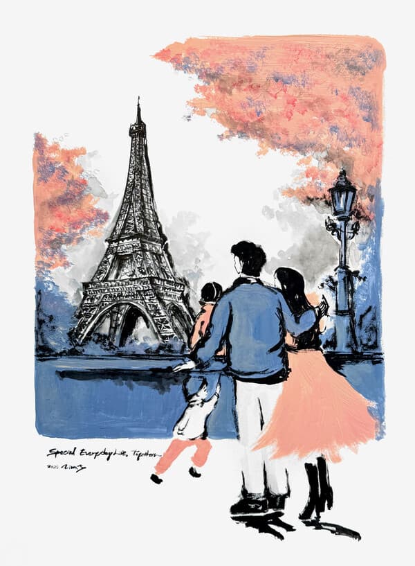 일상의 위대함 | 특별한 일상, 함께 Special Everyday Life , Together ,2025Ink and Acrylic on Canvas, 45.5x33.4(8p)&nbsp; (자료제공= 자이언제이 작가)