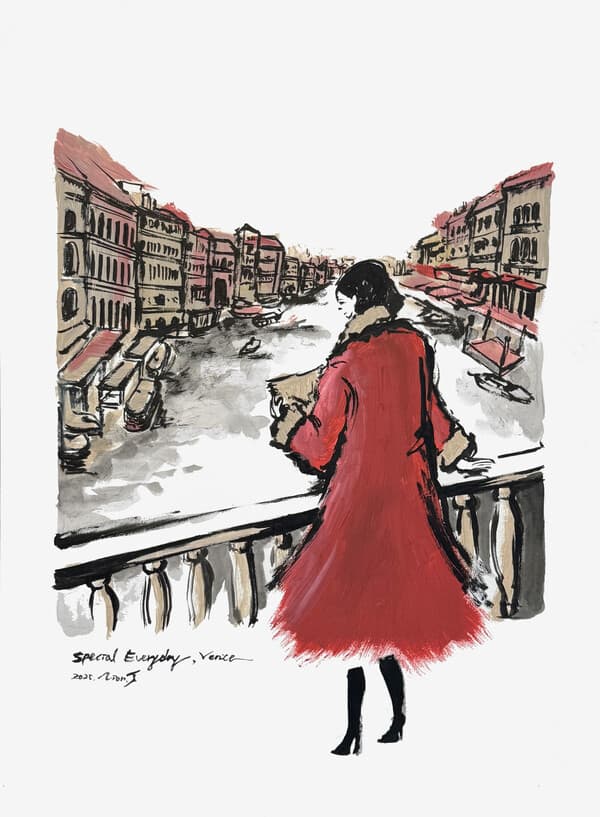 일상의 위대함 | 특별한 일상, 베니스 Special Everyday Life , Venice,2025Ink and Acrylic on Canvas, 45.5x33.4(8p)&nbsp;&nbsp;&nbsp;(자료제공= 자이언제이 작가)