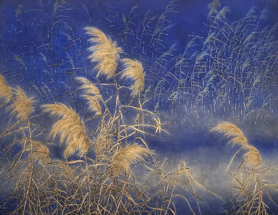 푸르른날 90×70cm 장지 채색 자개 옻칠 [사진= 전병운 작가]