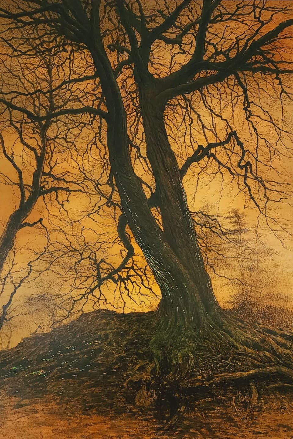 부부 147&times;160cm 장지 먹 채색 자개 옻칠&nbsp;[사진= 전병운 작가]