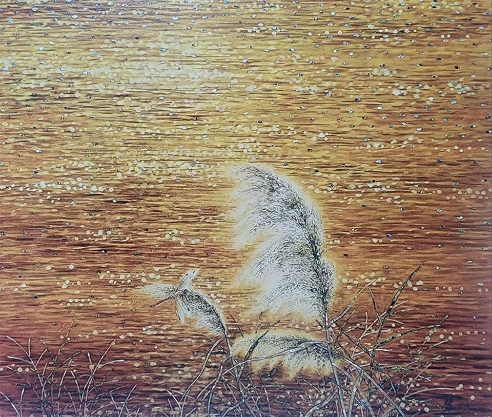 그리움 65&nbsp; 50&times;44cm 장지 채색 자개 옻칠&nbsp;[사진= 전병운 작가]