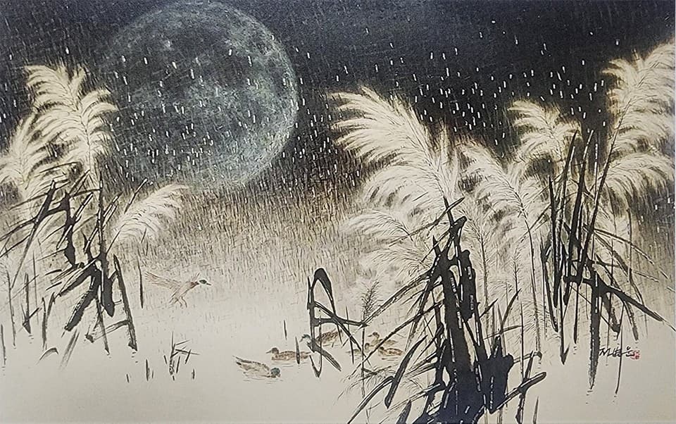 가족 67&times;43cm 화선지 먹 자개 옻칠&nbsp;[사진= 전병운 작가]