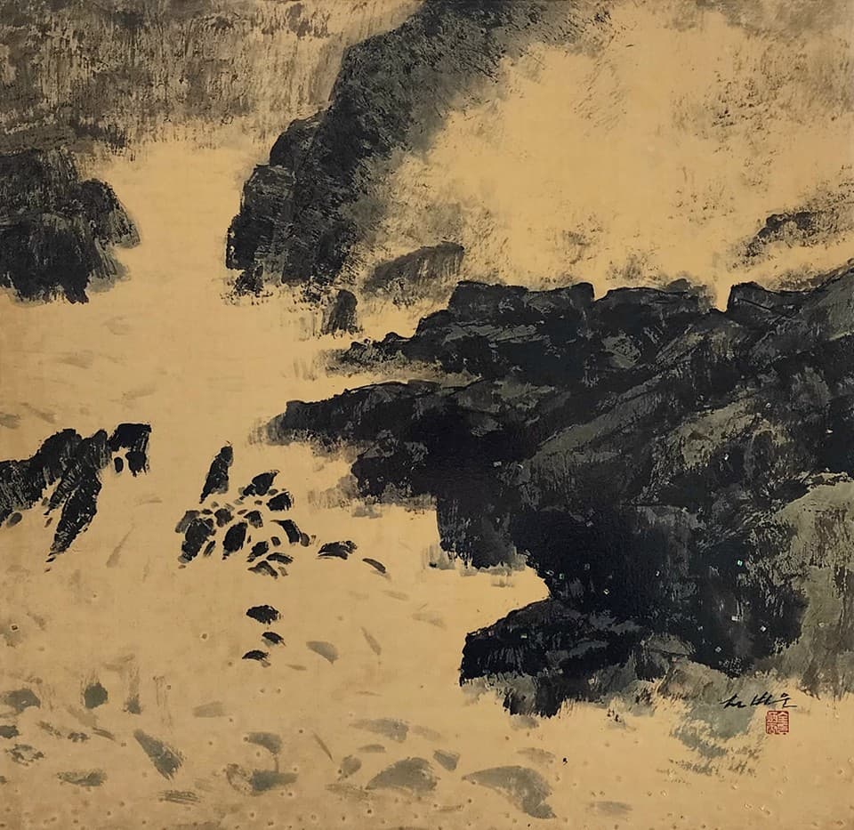 일탈 47&times;47cm 장지 먹 자개 옻칠&nbsp;[사진= 전병운 작가]