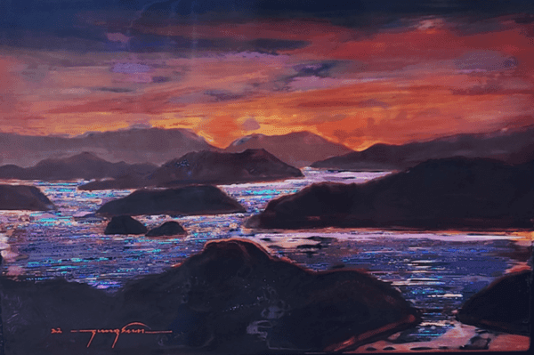 통영환상곡 22-2 옻칠 목태 캔버스 위에 옻칠 나전 38x26cm 2022.
