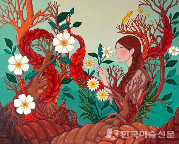 &nbsp;The Braided Forest162.2 x 130.3 cm 100F Acrylic and Gouache on Hanji 2025
