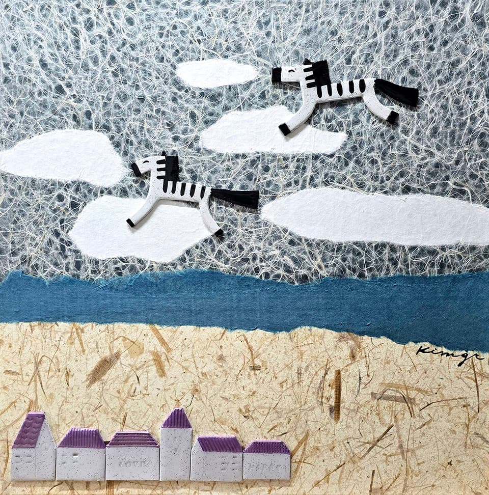 너에게 집을 줄게 1(12호), 50&times;50cm, Mixed media on canvas, 2025 [사진=김가람 작가]
