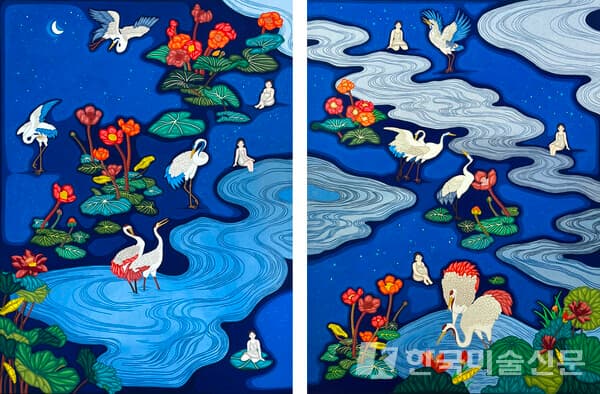 In the flow of stillness130.3 x 97.0 cm 60F (each) Acrylic and Gouache on Hanji 2025 (사진제공 : 케이리즈갤러리)