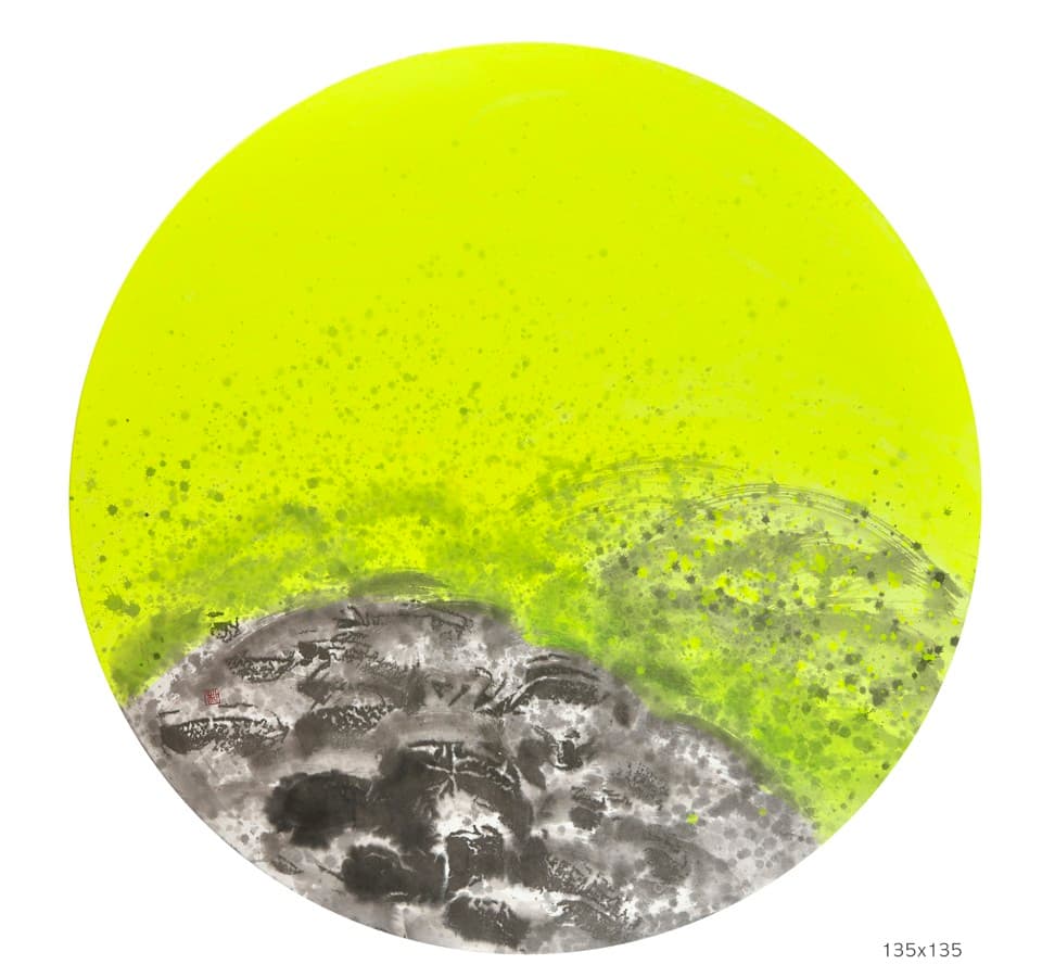 달과 파도, 135&times;135m, ,한지에 수묵채색,2025 [사진=류재춘]
