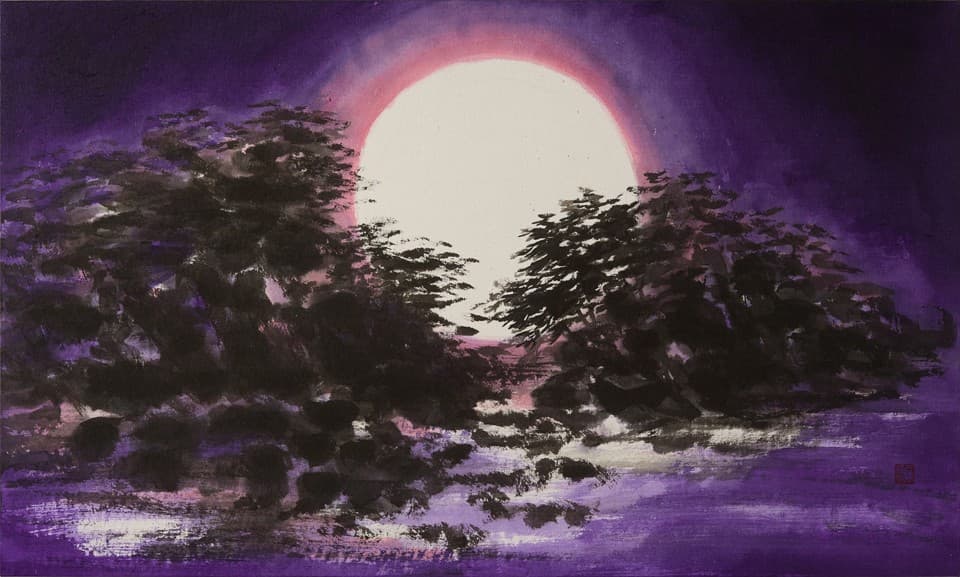 월하, 60&times;100cm, 2022. 한지에 수묵채색.무반사유리액자26,000000.&nbsp; [사진=류재춘]