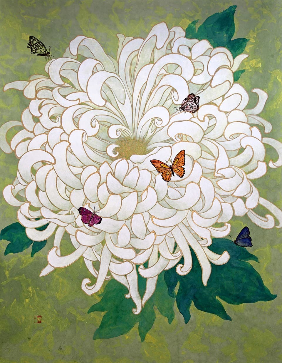 국화에 물들다 _명상 Meditation (16-50-04) 91.0x116.8cm, 순지에 혼합채색, 2016&nbsp;( 사진 = 이금휘 작가)