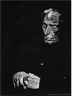 Artist&rsquo;s Meditation 25-2,122x164Cm 목판, 1993년 [사진=이상윤]