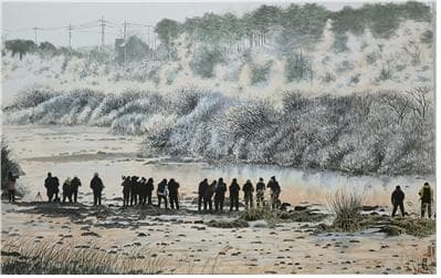 새벽을 여는 사람들, 의암호 상고대, 106x70cm, 수묵담채,2025