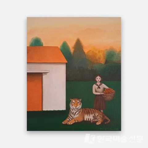 소녀와 호랑이 _Oil on Canvas 45.5x38cm, (제공=갤러리 제주)
