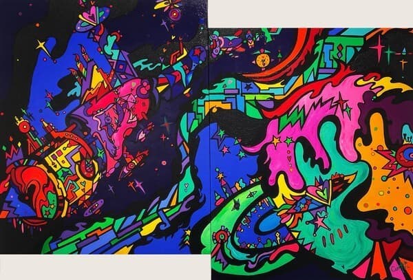 작품명 YES or NO (SET) , 145.4c X 90.9c , Mixed media on Wood Panel 2024 [사진=콘스텔라디엘 작가]