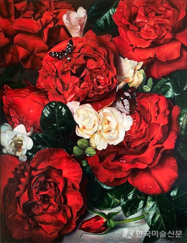 이남경, 2020, '장미', Oil on canvas, 116.8x91cm (제공.HERAS ART GALLERY)