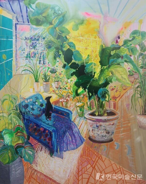창문 넘어 그곳에는 116x112 Mixed media on canvas 2026