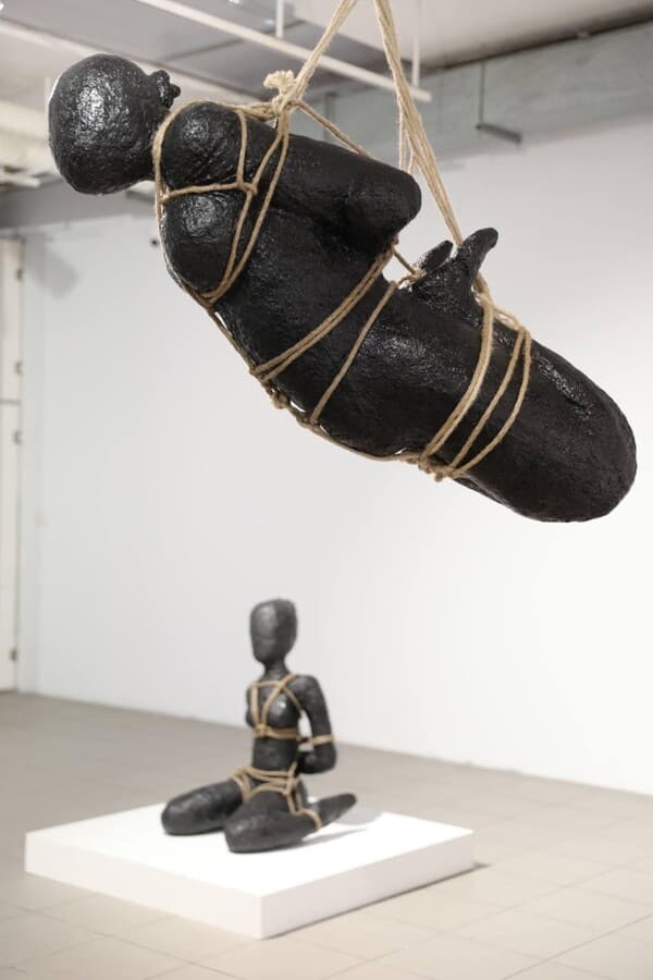 Sexuality or spirituality.. about 163cm Metal wire, metal mesh, paper m&acirc;ch&eacute;, metalworking emulsion, acrylic spray, ropes 2024