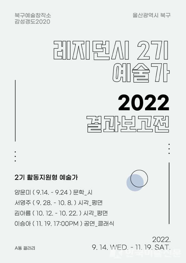 울산시, 레지던시 2기 활동지원형 예술가 결과보고